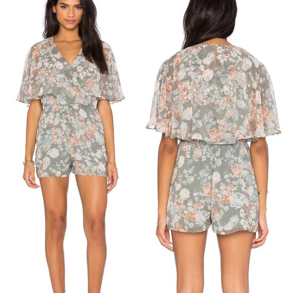 BCBGeneration Floral Capulet Romper Slate Grey Size XXS - Picture 1 of 9
